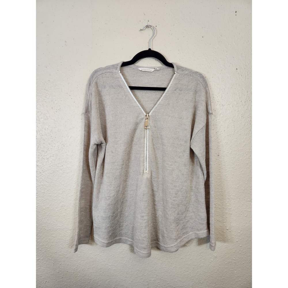 Soft Surroundings Pullover‎ Sweater Half Zip Knit Top Casual Beige M